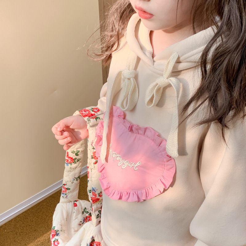 Pantaloni ispessiti maglione da ragazza con cappuccio in velluto 2022 edizione coreana per bambini invernali 2022_voghion.com