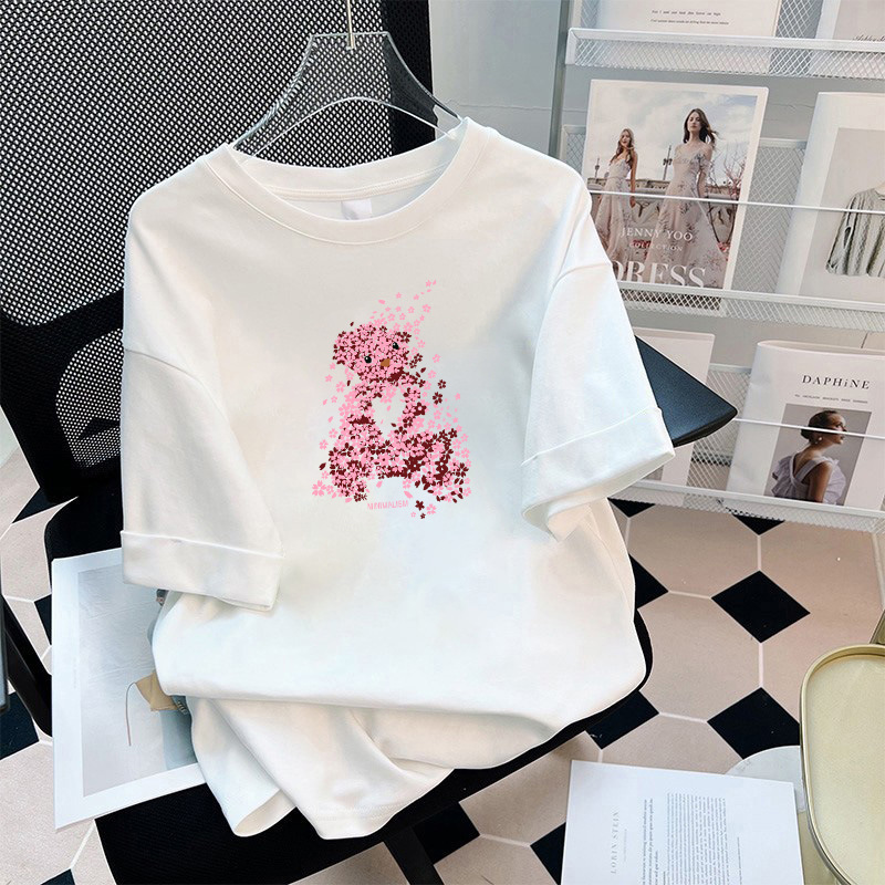 Cross-border Short-sleeved T-shirt Boys and Girls Korean Style Cartoon Bear Summer All-match Half-sleeved Boyfriend Style Couple Casual Top Cross-border Short-sleeved T-shirt Boys and Girls Korean Style Cartoon Bear Summer All-match Half-sleeved Boyfriend Style Couple Casual Top