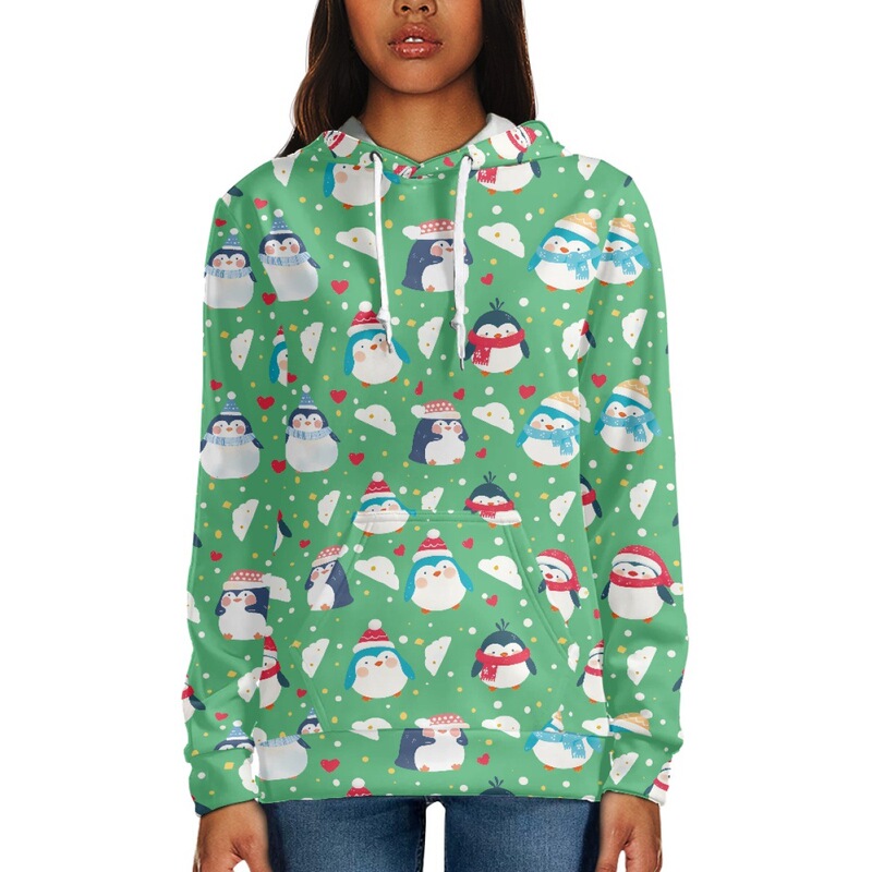 Casual Hoodie Women's Penguin Print Sweatshirt Pullover Hooded Top Amazon One Piece Order