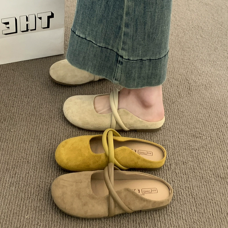 Сандалии Баотоу для женщин летом 2025 года, новые плоские туфли Birkenstock, полуплотные женские туфли, Mary Jane, отдельно обувь