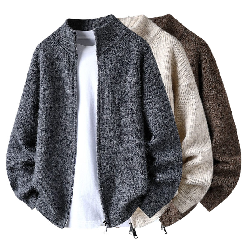 Explosiones transfronterizas de tamaño europeo de tamaño grande de cuello de pie chaqueta de camiseta de punto suéter hombre de alto nivel suéter de fábrica de dinero viejo lote