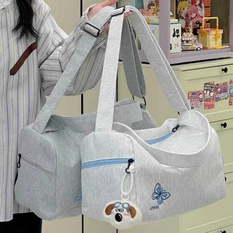 Butterfly Embroidered Large Capacity Travel Bag, Lightweight Shoulder Tote Bag, Short Trip Travel, Sports & Fitness Luggage Bag