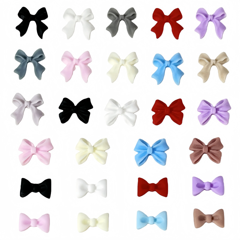 Bowknot Nail Art Accessories Frosted Ribbon Bowknot Bow Tie Resin Nail Rhinestones Wearable Nail Accessories Wholesale
