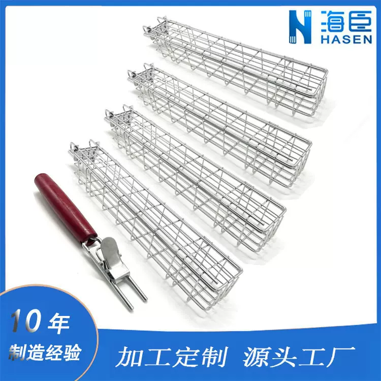 新款BBQ烧烤用具套装不锈钢烧烤网香肠夹子户外烧烤架GrillBasket