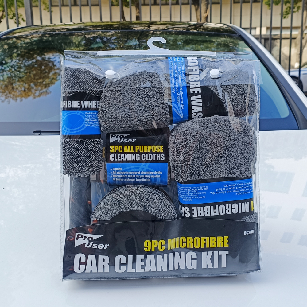 Car Cleaning 9-Piece Set Car Wipes Home Car Wash Gloves Car Wash Towel Rag Waxing Sponge Wheel Hub Brush