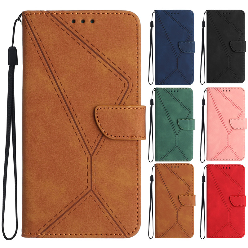 Suitable for Tcl 60 Se Mobile Phone Leather Case Fujitsu F-52B Retro Frosted Striped Card Case Sh-V48