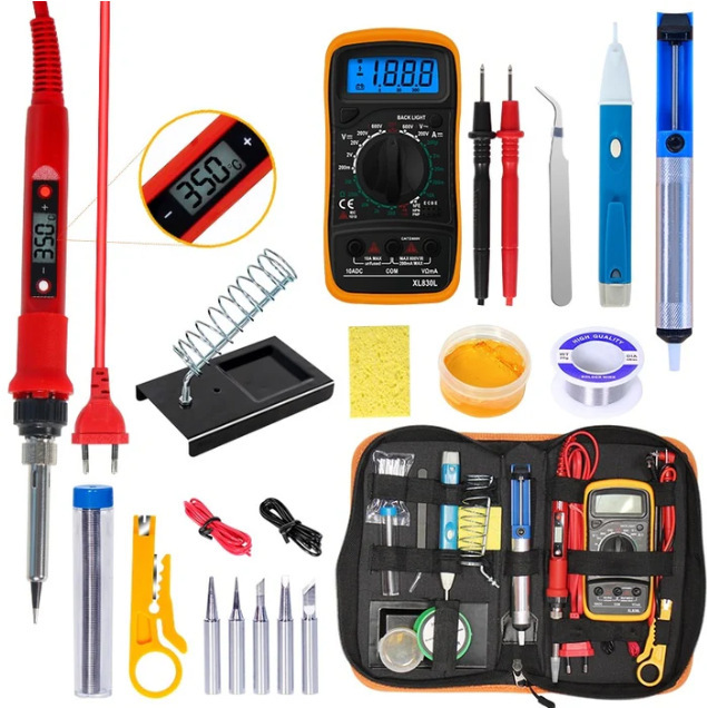 跨境80W数显可调温电烙铁工具包万用表套装维修焊接修理工具