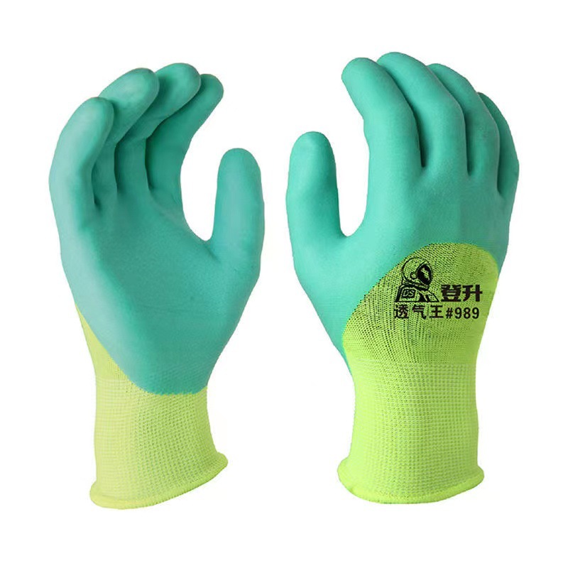 Dengsheng guantes de protección laboral transpirable King 989 espuma de látex resistente al desgaste de inmersión engrosada guantes antideslizantes 12 pares de trabajo