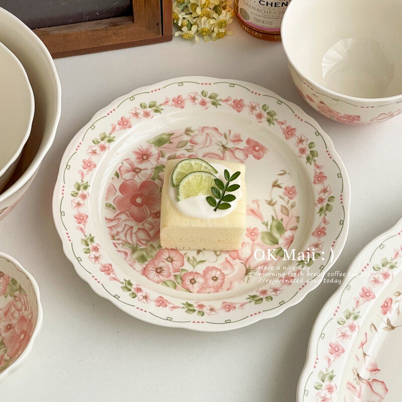 Ins Particularly Beautiful Plate Ceramic Exquisite and Beautiful Dinner Plate New Breakfast Plate High-Value Dessert Cake Plate