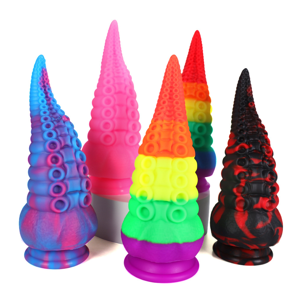 Silicona líquida color mezclado pulpo anal plug anal suave unisex de forma especial expansor anal dildo pene