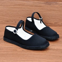 全黑底老北京布鞋女新款黑边千层底布鞋手工纯黑色布底方口妈妈鞋