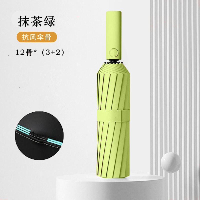 Paraguas totalmente automático para mujer, reforzado y resistente al viento, 24 varillas, plegable en tres partes, doble uso para sol y lluvia, protección solar, protección UV, paraguas parasol.