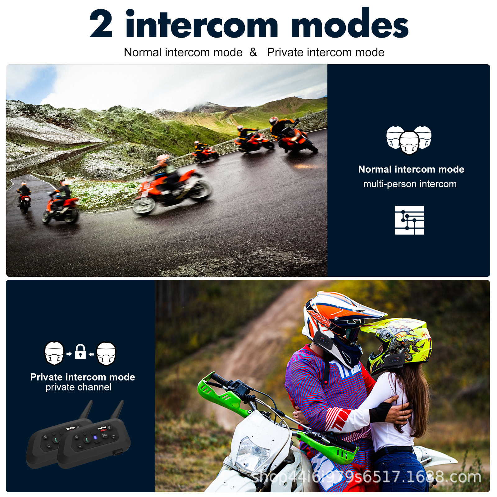 Cross-Border Exclusive Supply of Popular Motorcycle Helmet Bluetooth Headsets V6Pro/V6Plus with Real-Time Networking and Noise Reduction