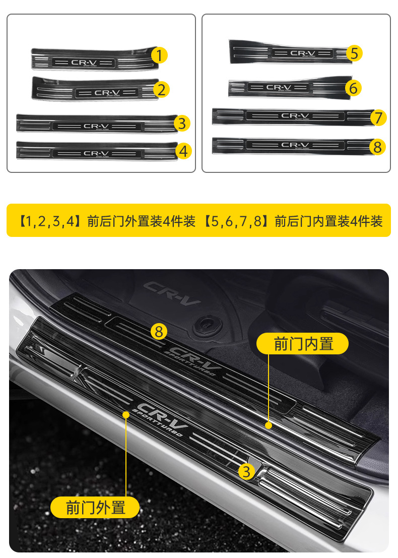 23-26 Honda Crv Door Sill Strip Modification Stainless Steel Welcome Pedal Decoration Haoying Trunk Protection Guard Plate