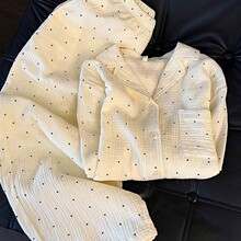 韩版简约风星星波点少女睡衣春秋季长袖长裤套装可外出家居服