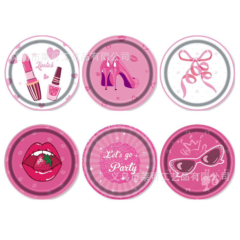 Barbie Girl Birthday Party Paper Plate Set Disposable Paper Tableware Paper Plate Children's Birthday Party Venue Layout