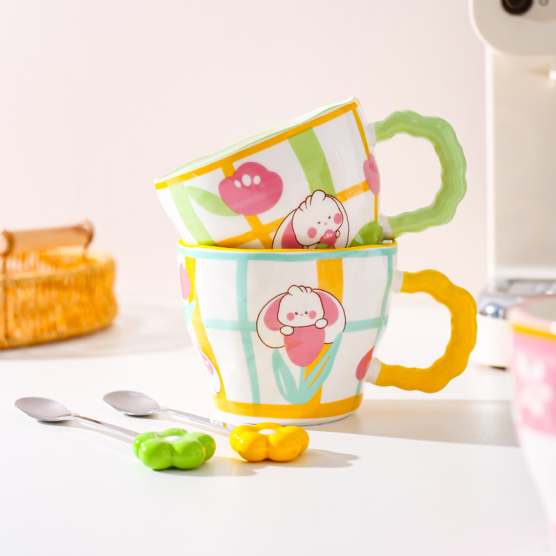 Creativo lindo conejo Taza de cerámica Oficina regalo taza de café taza de agua taza de desayuno