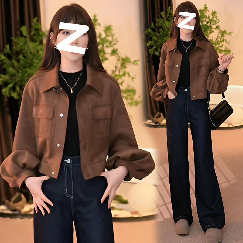 洋气时尚流行春秋新款翻领短外套女韩版宽松休闲显瘦百搭夹克上衣|undefined