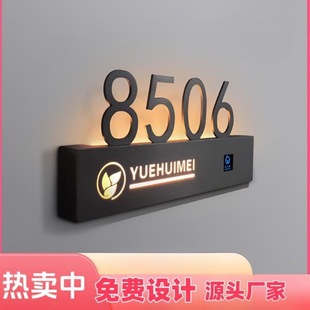 Hotel Digital Door Sign Stainless Steel Hotel Apartment School B&B Smart Led Light-Emitting Room Number Indicator Door Display