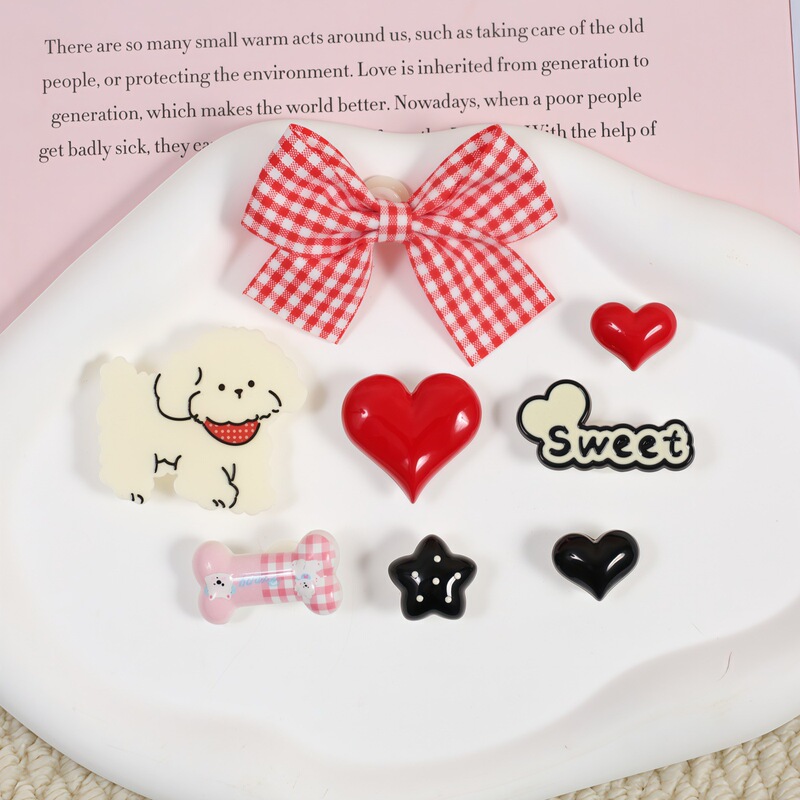 Cute Cartoon Dog Bowknot DIY Accessories Phone Case Hairpin Hair Ornament Patch Clog Shoe Materials Manufacturer Wholesale