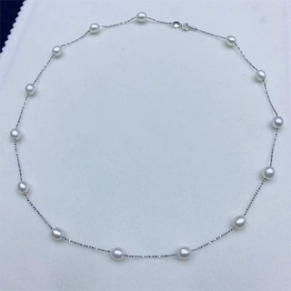 诸暨淡水珍珠水滴形满天星项链通体S925纯银锁骨链经典气质颈链