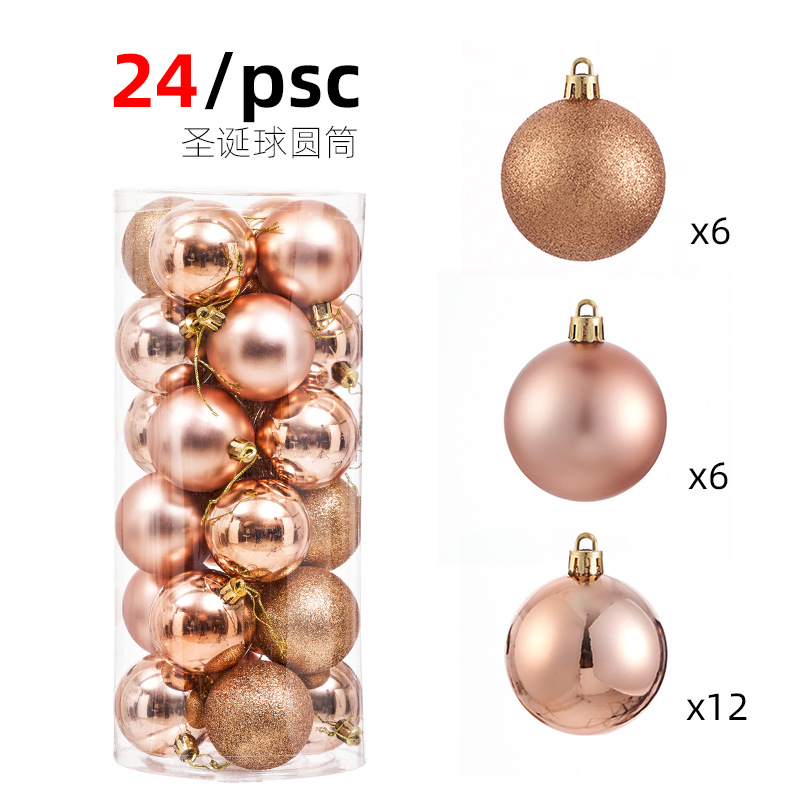 Adornos de Navidad 3/4/6/8cm24 juego de bolas de Navidad bolas de colores bolas de plástico galvanizado colgante de árbol de Navidad