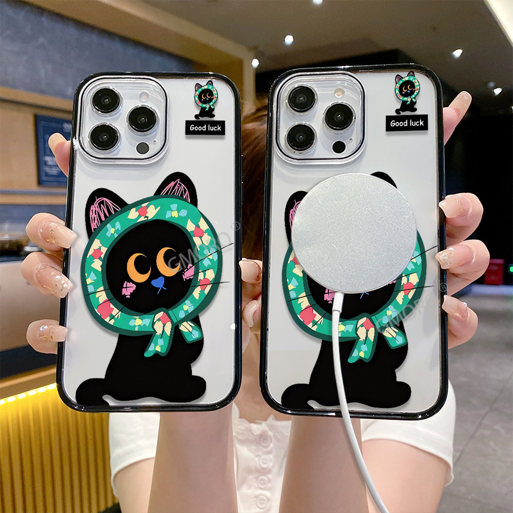 碎花猫iP17ProMax适用苹果16pro氛围感手机壳16新款15简约AIR磁吸