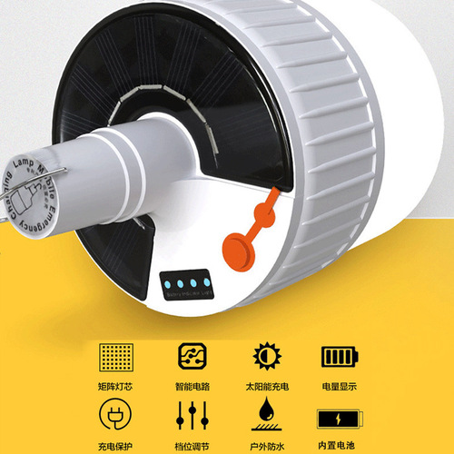 Cross-border solar charging led light bulb bulb home mobile night market stall camping remote control light lighting