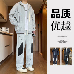休闲套装男士春秋季新款宽松大码痞帅潮流卫衣卫裤运动休闲两件套