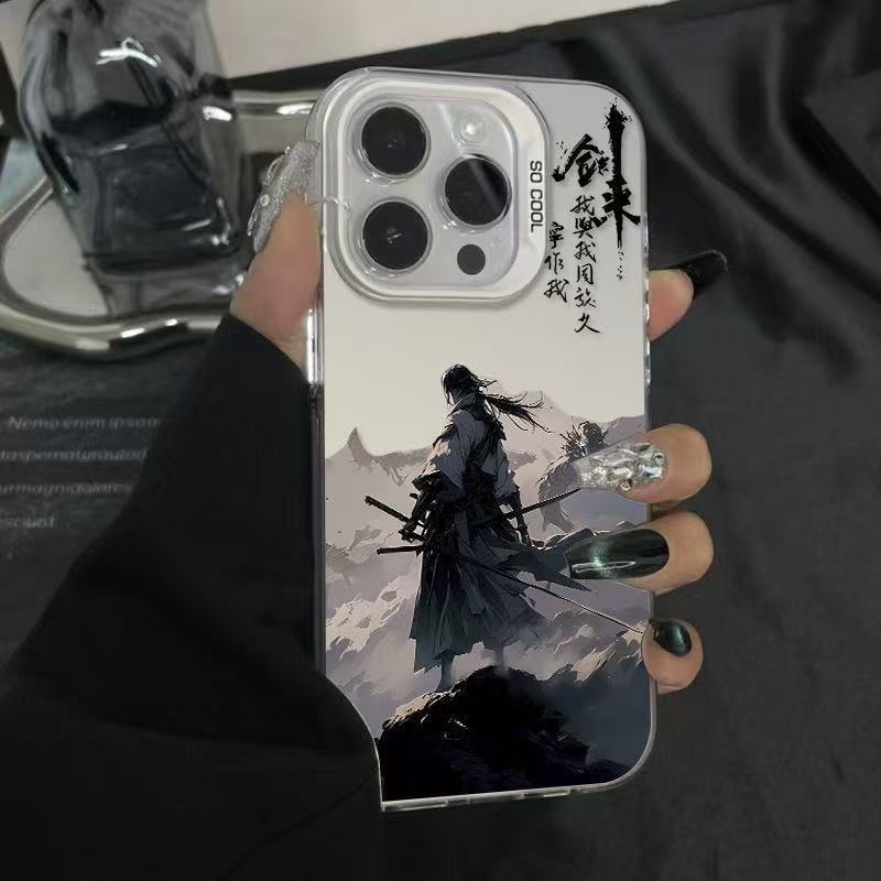 El estilo antiguo de Jianlai es adecuado para la carcasa del teléfono móvil Apple 16Promax, carcasa de gas de la personalidad iPhone15/14/13 texto 12