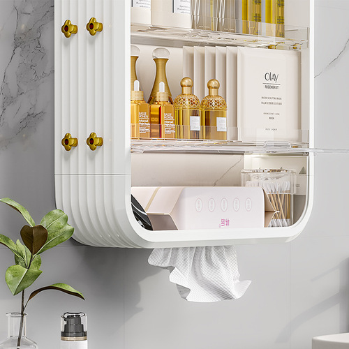 Light luxury wall-mounted storage rack kitchen layered bathroom storage box home punch-free washbasin storage and organization rack