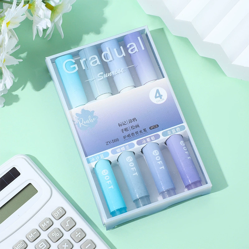 Флуоресцентный маркер Gradual, набор 4 шт., градиентные цвета, защита глаз