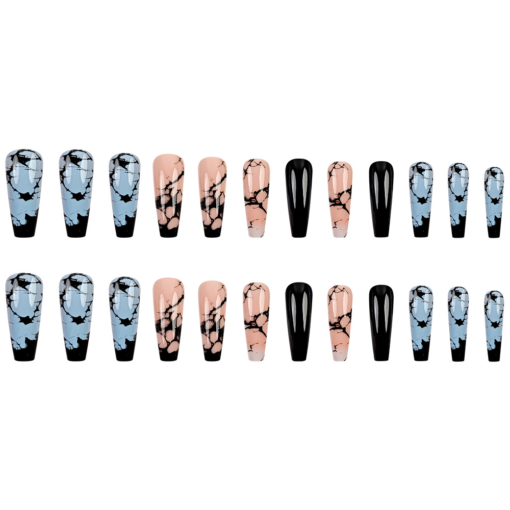 Marmol azul y negro manicure parche de uñas tipo ballet extraíble parche de uñas de venta caliente en Europa y América image 6
