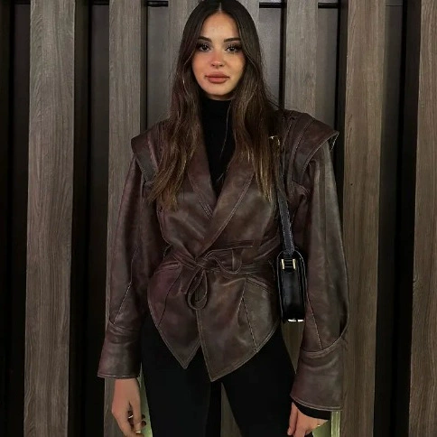 Трансграничная европейская и американская одежда AliExpress, популярная американская повседневная куртка из искусственной кожи в стиле ретро - высокое качество и мягкая