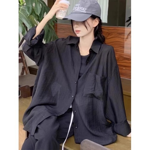 法式白色防晒衣衬衫女夏季薄款2025新款外搭开衫宽松显瘦休闲上衣|undefined