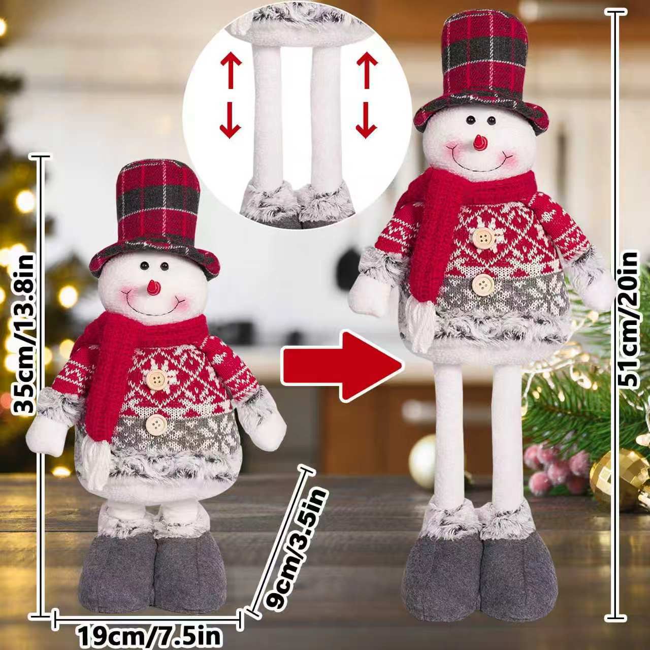 Muñeco Telescópico Navideño de Tela Decorativo para Navidad