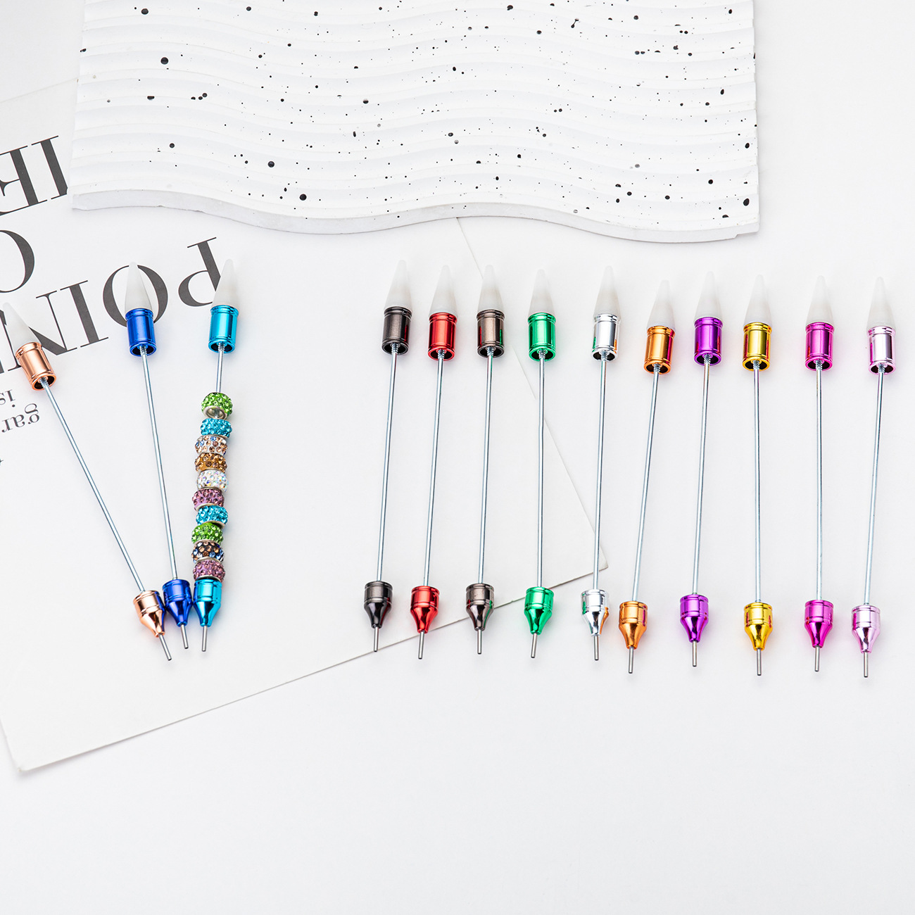 Herramientas de manicuras de doble punta puntero con cabeza de cera puntero de succión puntero herramienta de perforación de pegatinas de flores puntero de manicuras de doble cable de tracción puntero