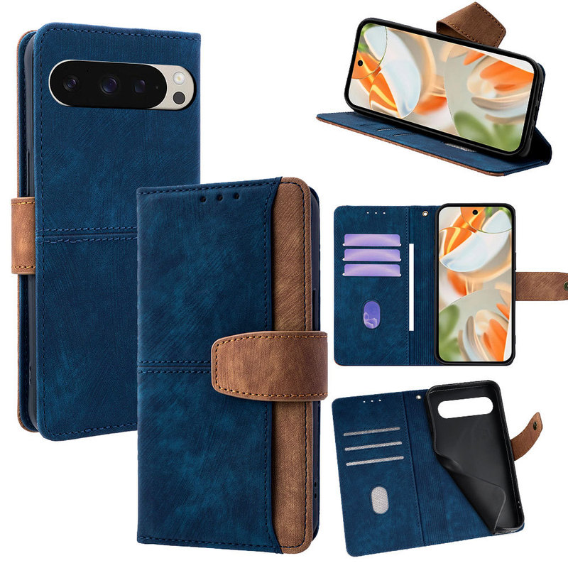 Suitable for Google Pixel8Pro Mobile Phone Protective Case Pixel11 Flip Cover 7A Contrasting Color Mobile Phone Leather Case
