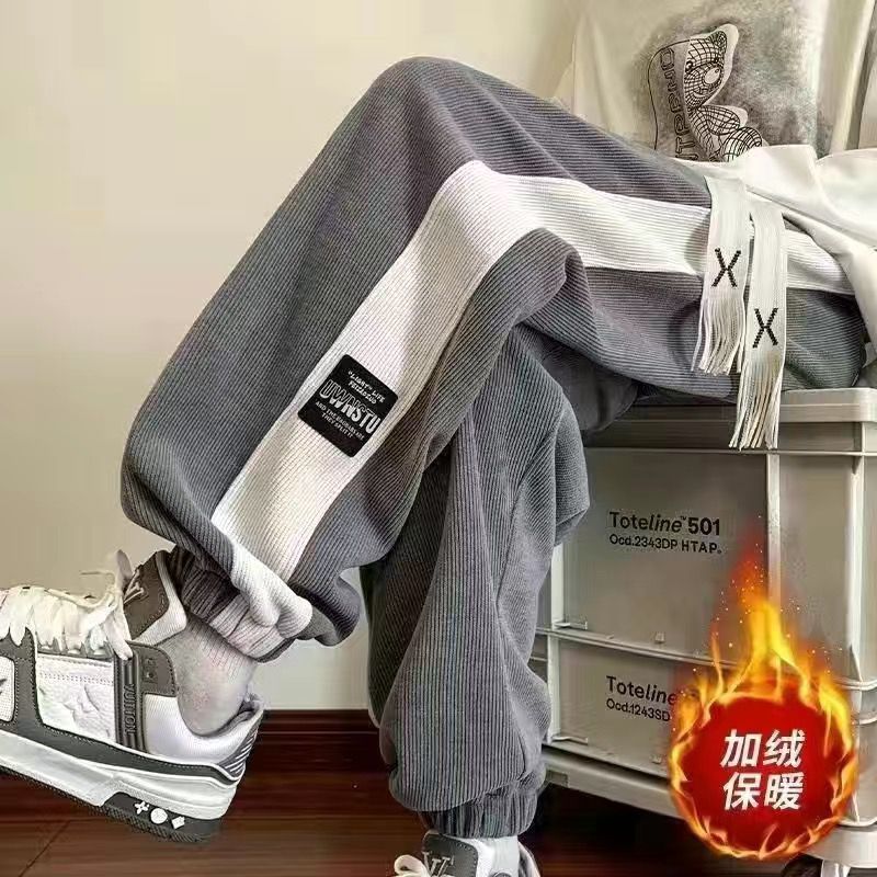 Pantalones deportivos pesados, pantalones de todo fósforo de otoño e invierno para hombres, pantalones casuales de chenilla, más pantalones largos de pana de la marca de moda de terciopelo