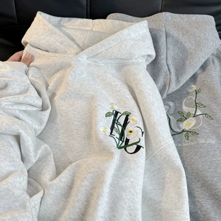 前后立体绣花~国潮重磅卫衣女连帽衫情侣春秋冬加绒加厚美式外套