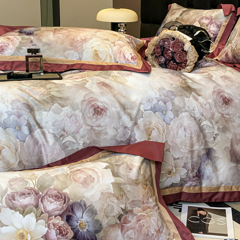 2024 nuevo traje de cuatro piezas de impresión digital de algodón 50S