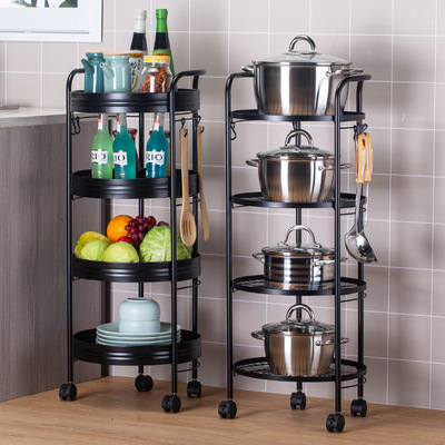 碳钢圆形旋转果蔬篮置物架厨房蔬菜收纳篮储物落地多层家用蔬菜架