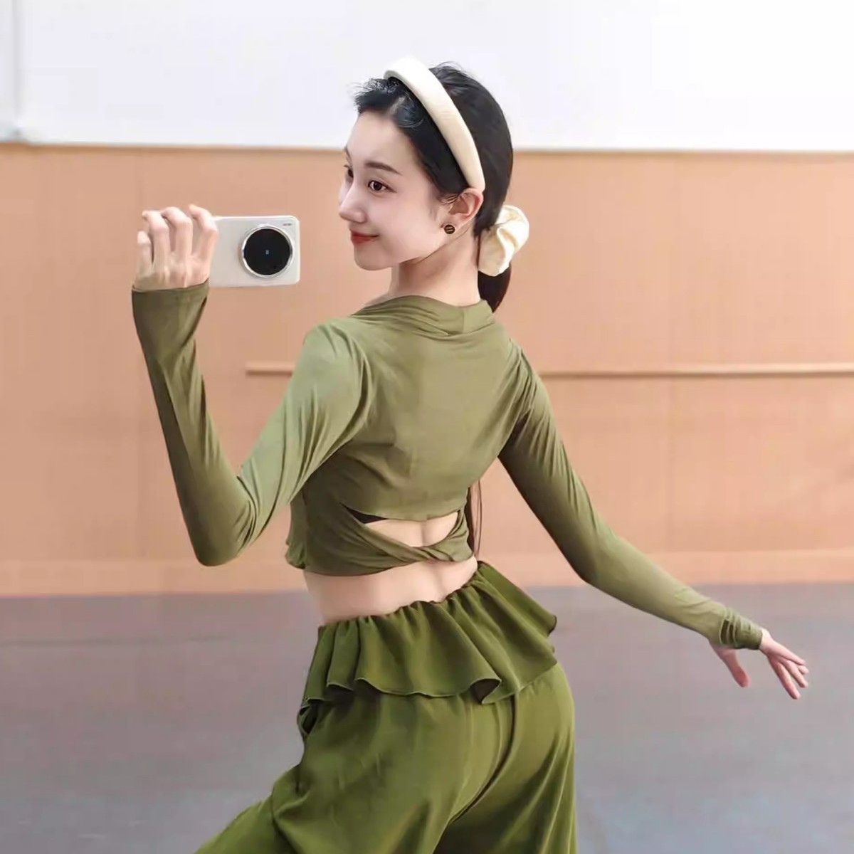 Modern Dance Autumn and Winter Dance Practice Clothes, Shoulder Yoga Tops, Classical Dance Long-Sleeved Ballet Body Suits, Can Be Worn Daily