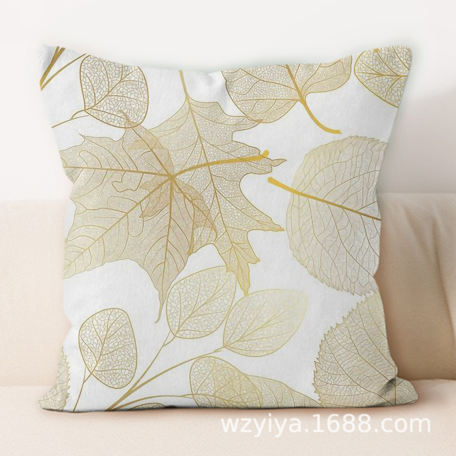 almohada de hoja estampada simple y moderna decoración del sofá de la sala de estar almohada de cabecera de cama cuadrada desmontable