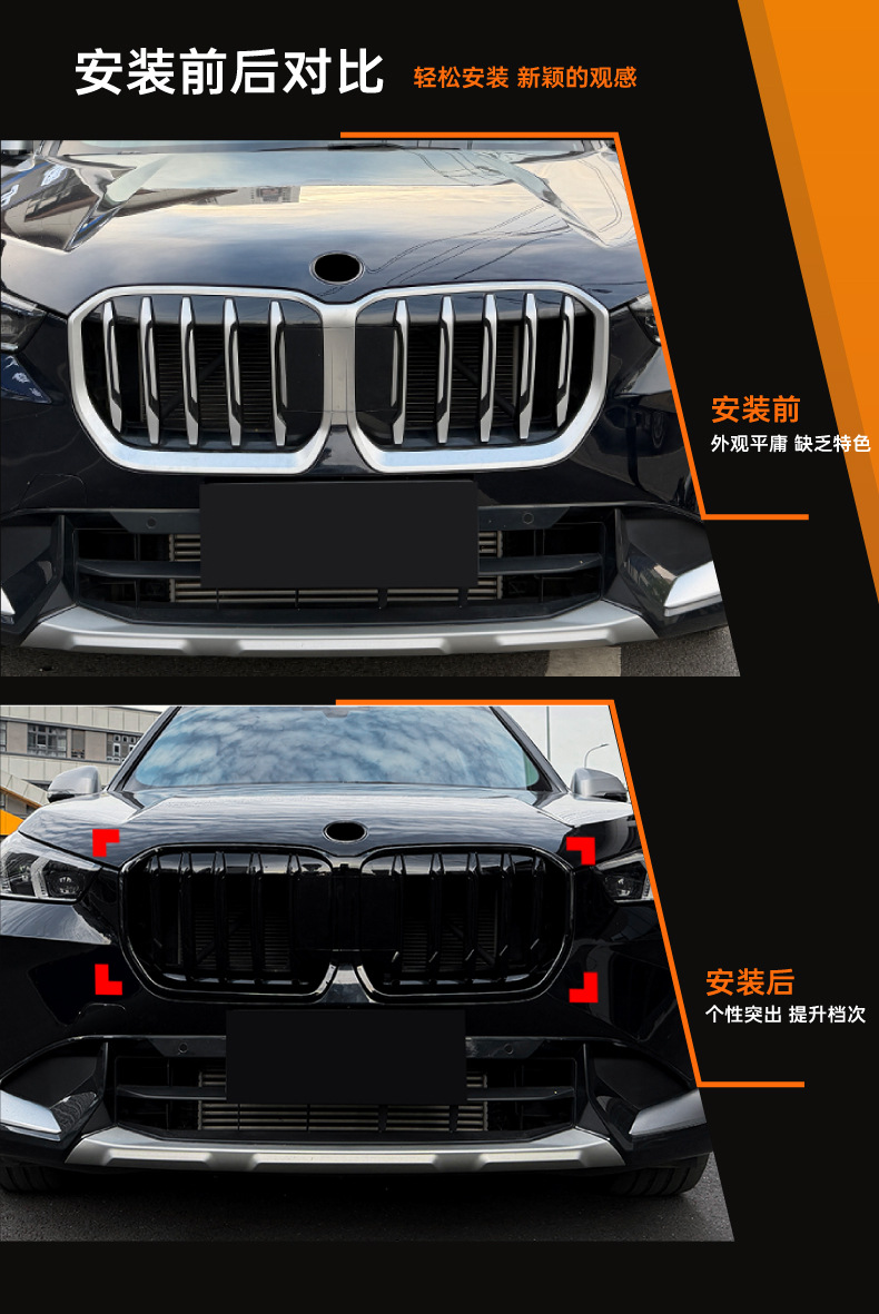 Suitable for Bmw X1 Ix1 U11 2023+ Single-Line Center Grille Air Intake Dual-Line Grille Exterior Modification Parts
