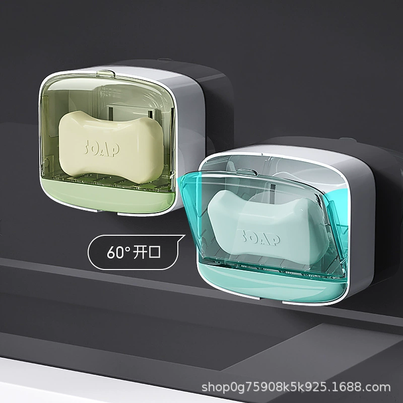 Мыльница Настенная сливная мыльница Бытовой туалет без перфорации Незастойный кронштейн для мыльницы с крышкой Простой