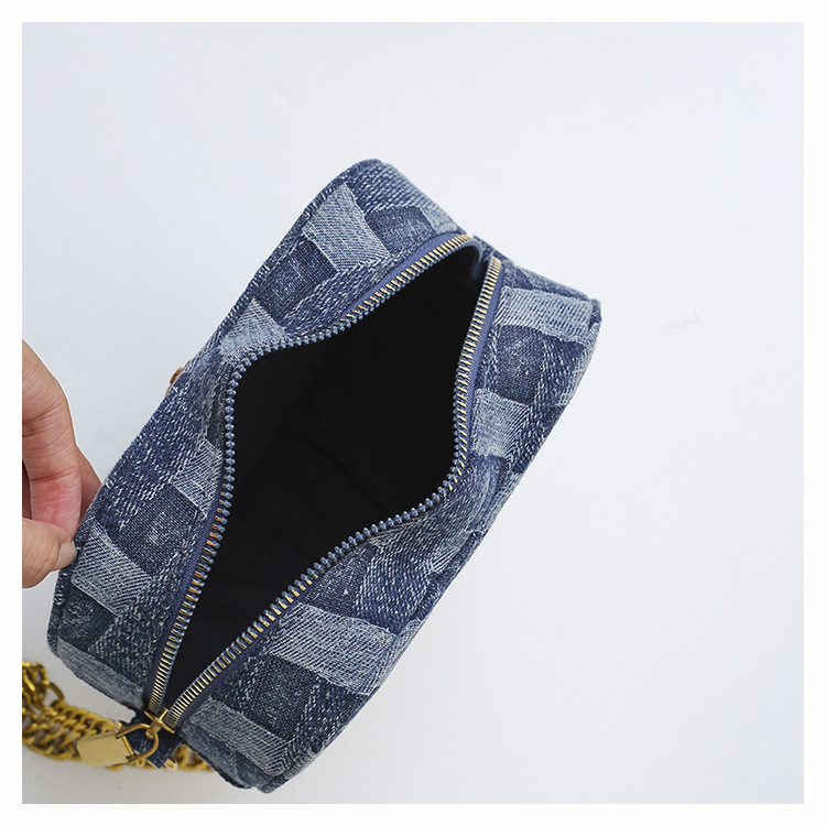 Cross-border 2024 nueva bolsa de hombro de tejido denim corazón de桃er universal bolso de mujer cadena de moda de alta calidad bolso de mochila