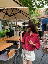 2025夏季新款法式气质风设计感高级感百搭POLO领长袖衬衫上衣女潮