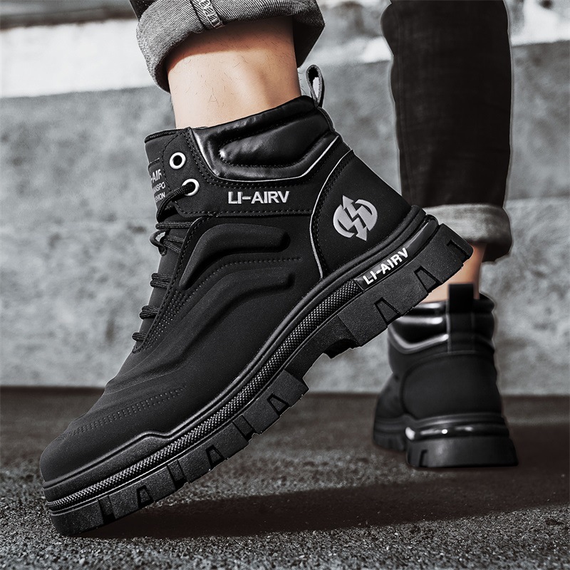 Otoño e invierno nuevo estilo cuero moda retro trabajo al aire libre ocio botas altas marea diaria deportes botas Martin botas de hombre