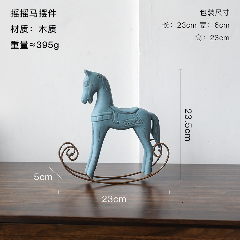 北欧复古木质摇马雕像摆件家用圣诞节日装饰小型场景氛围布置礼物|undefined